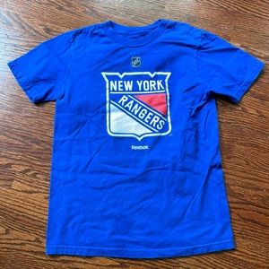 Rangers Short Sleeve Shirt Size Youth Small Royal Blue with Ranger logo on front